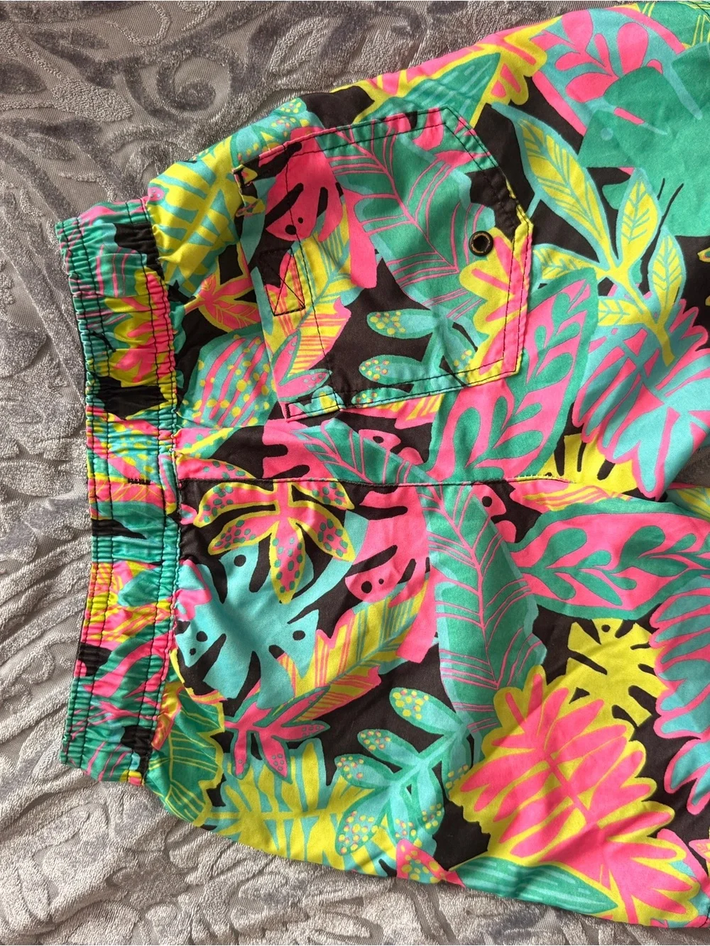 Cat & Jack Kids' Tropical Swim Trunks - Pink, Green & Yellow